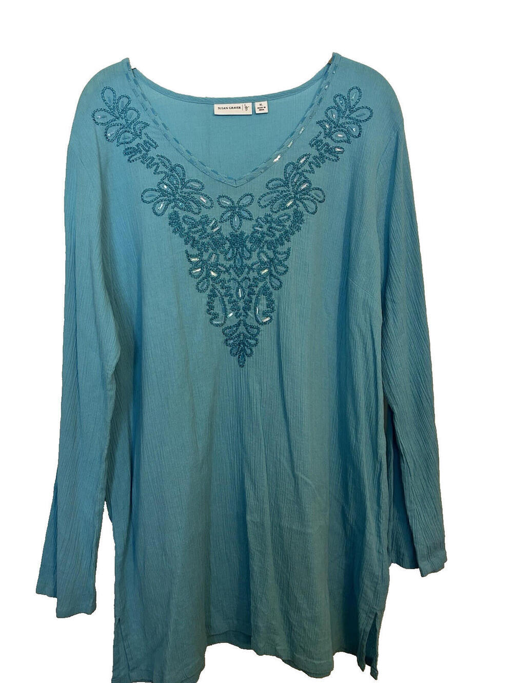 Susan Graver Cotton Long Sleeve Tunic Size XL A233718